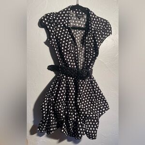 Iz Byer Black and White Polka Dot Dress